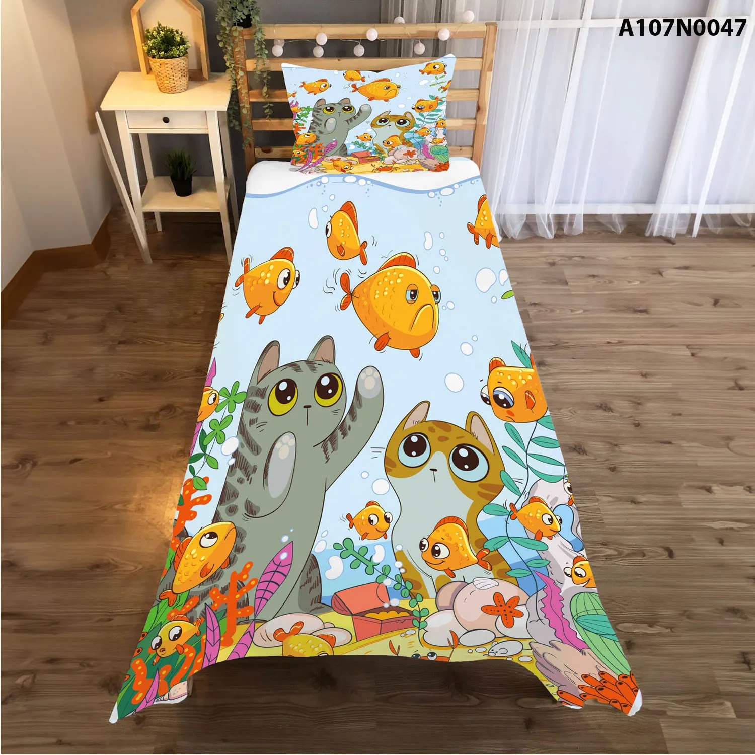 وجه سرير مع وجه مخدة طباعة