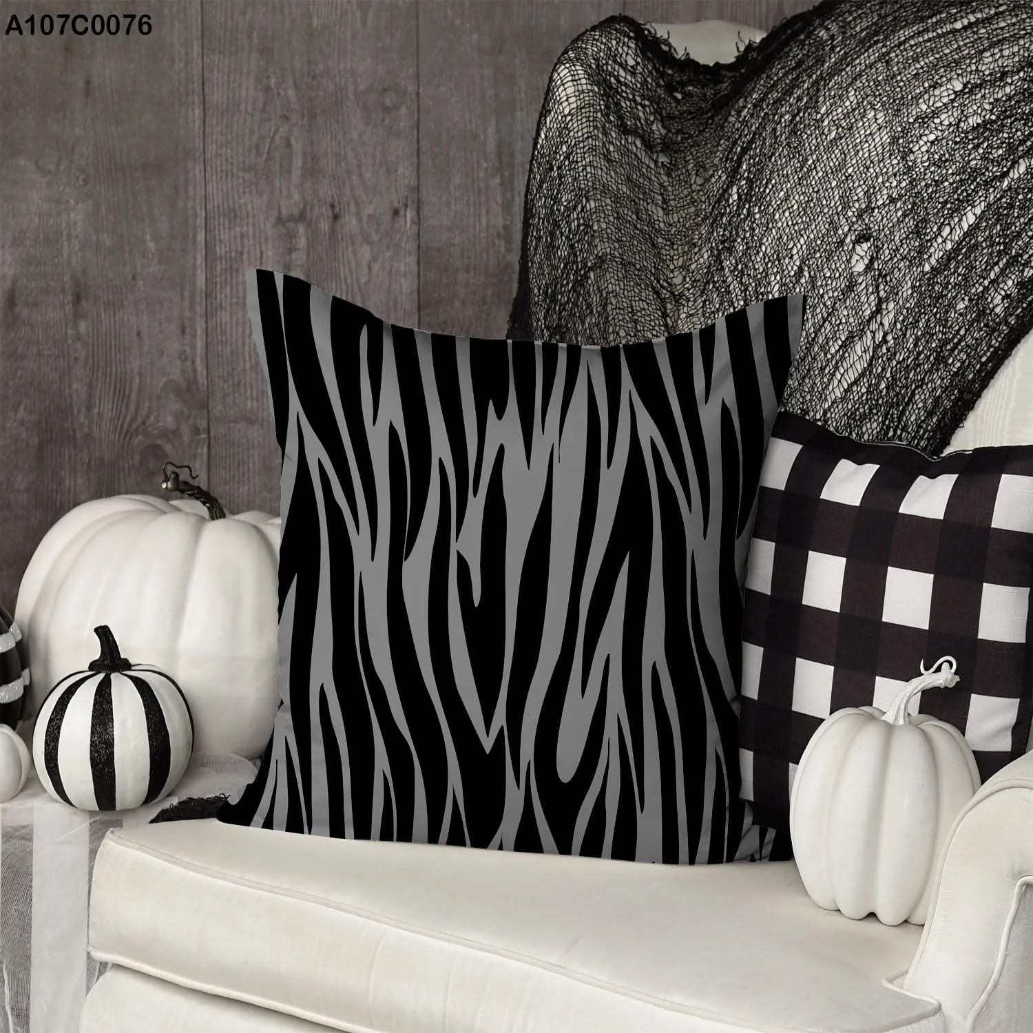 Black and gray striped pillow case