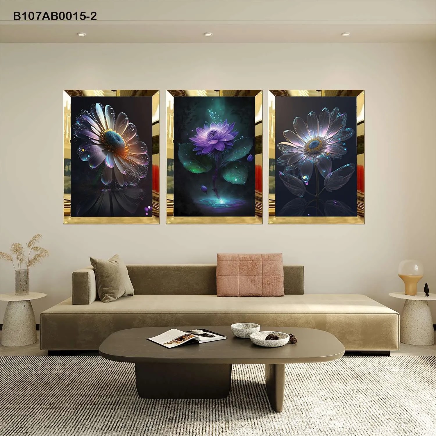 لوحات جدارية ثلاث قطع مع إطار بلكسي عاكس