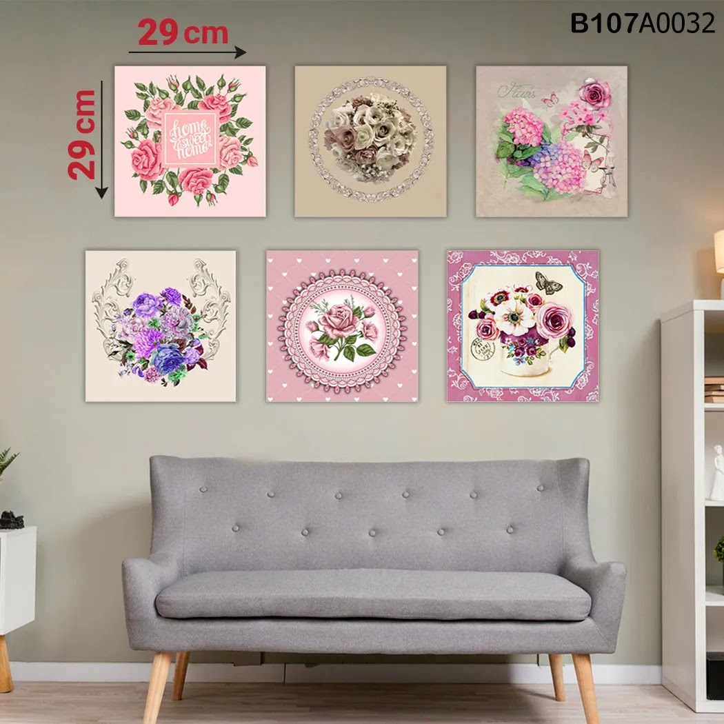 لوحة حائط خشبية مطبوعة – طقم 6 قطع