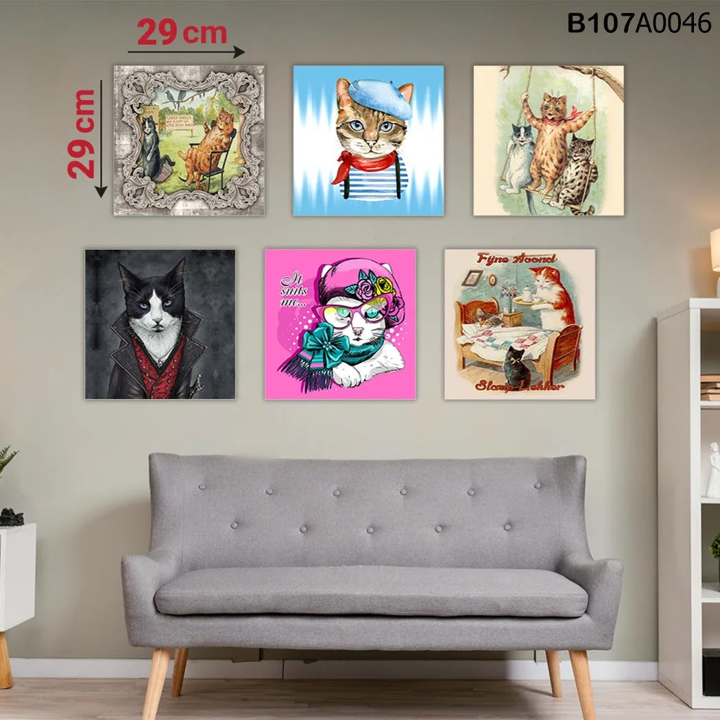 لوحة حائط خشبية مطبوعة – طقم 6 قطع