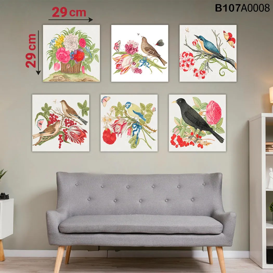 لوحة حائط خشبية مطبوعة – طقم 6 قطع