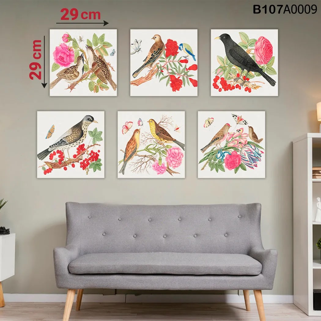 لوحة حائط خشبية مطبوعة – طقم 6 قطع