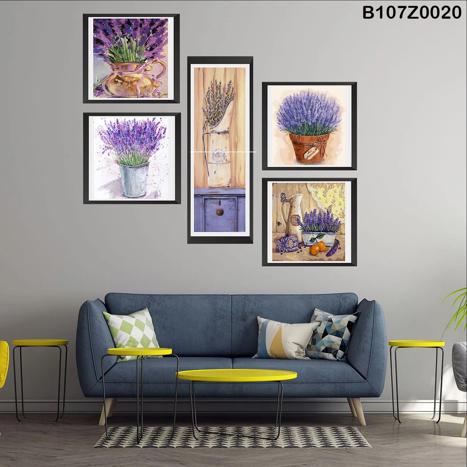 لوحة حائط خشبية تعليق مطبوعة – طقم 6 قطع