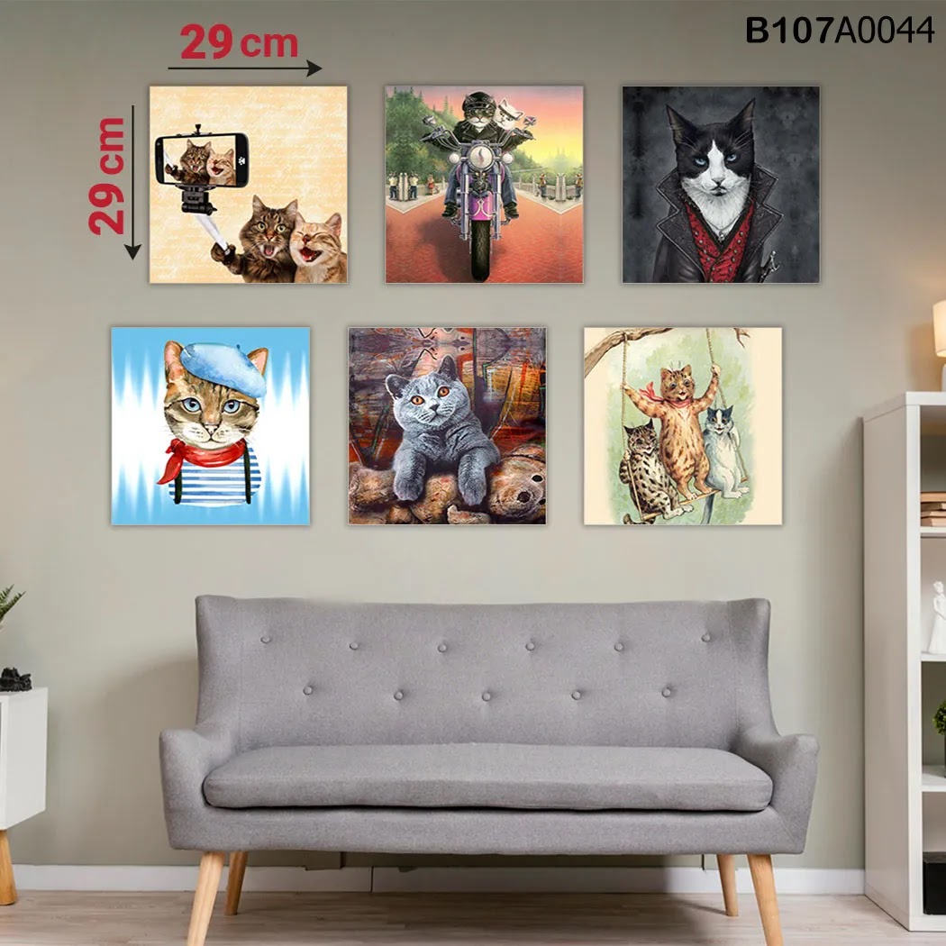 لوحة حائط خشبية مطبوعة – طقم 6 قطع