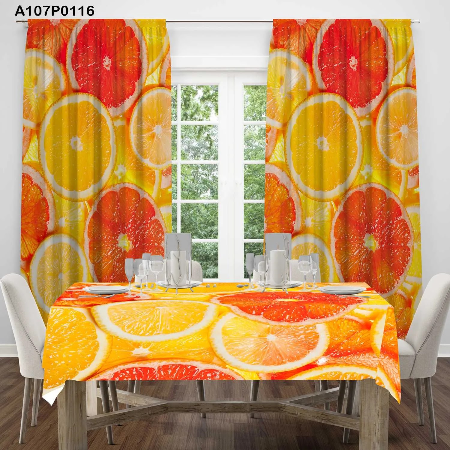 ستائر ووجه طاولة مطبوع