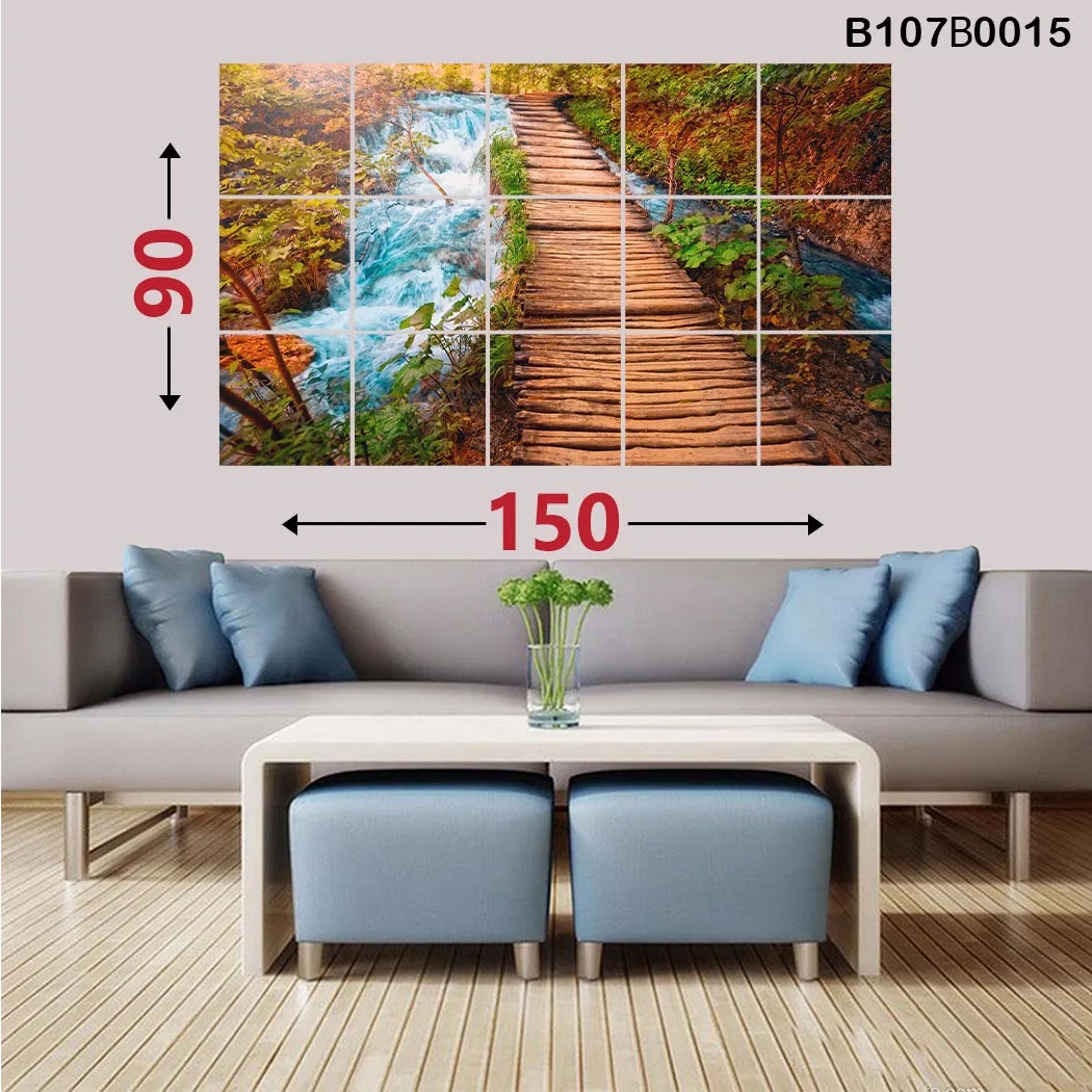 Landscape picture of a river and a wooden bridge