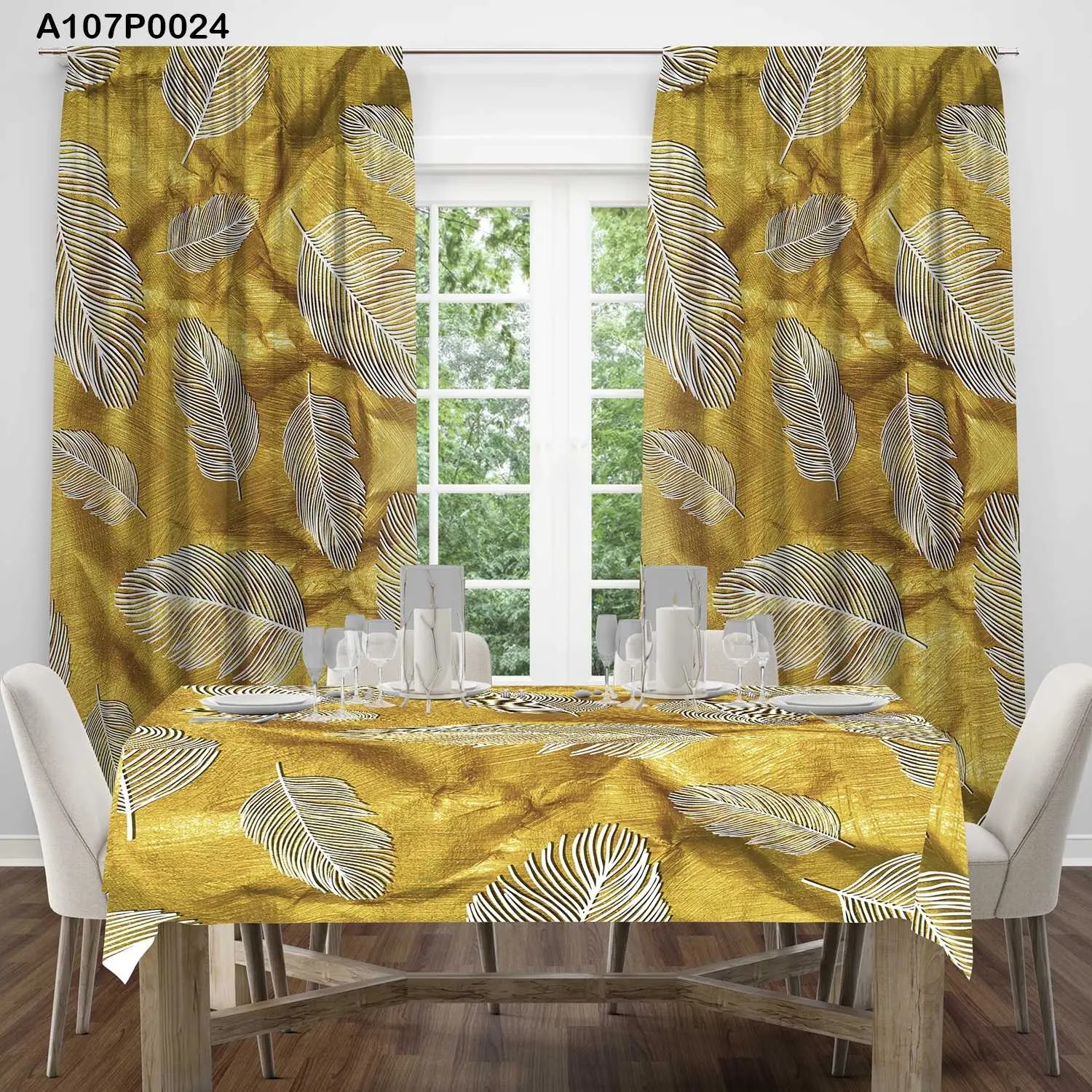 ستائر ووجه طاولة مطبوع