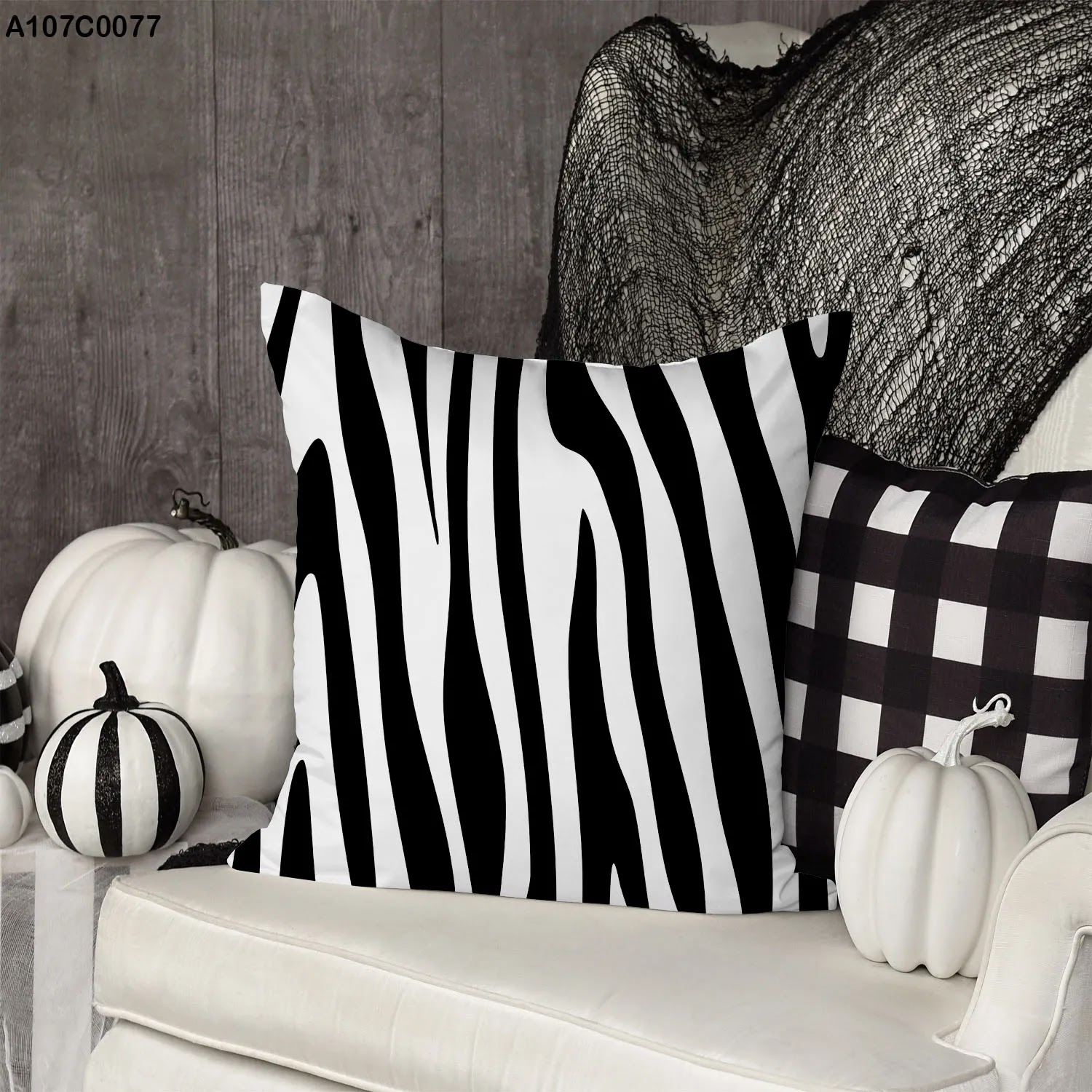 Black and white striped pillow case