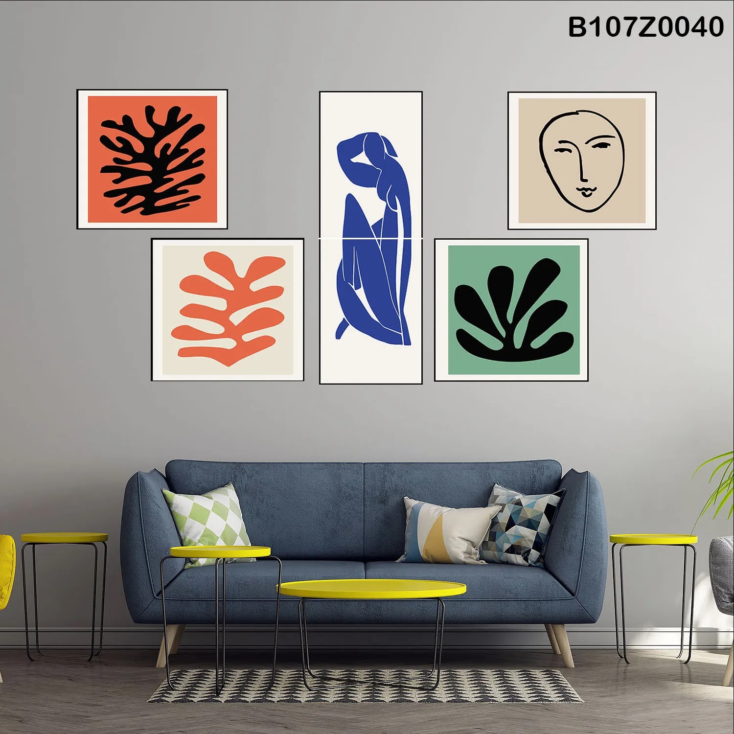 لوحة حائط خشبية تعليق مطبوعة – طقم 6 قطع