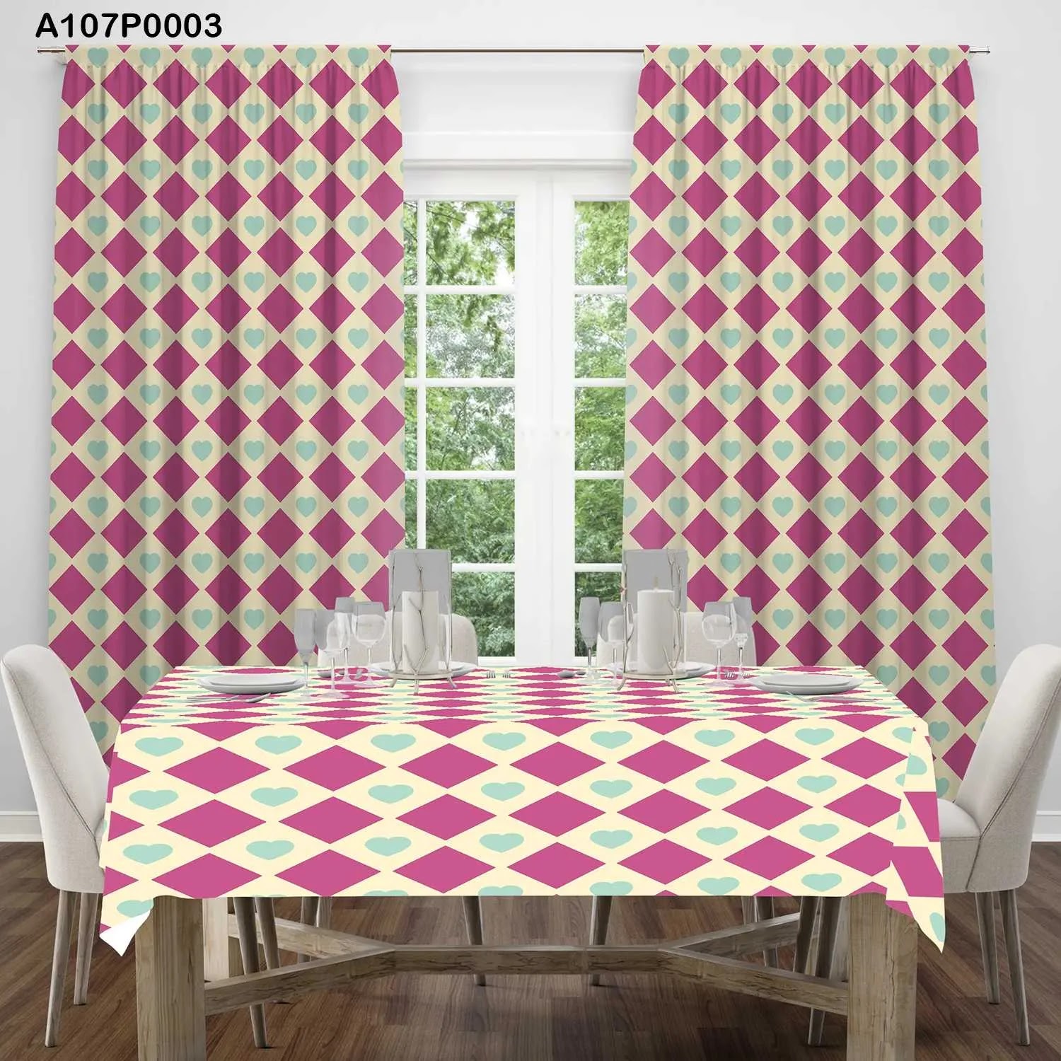 ستائر ووجه طاولة مطبوع