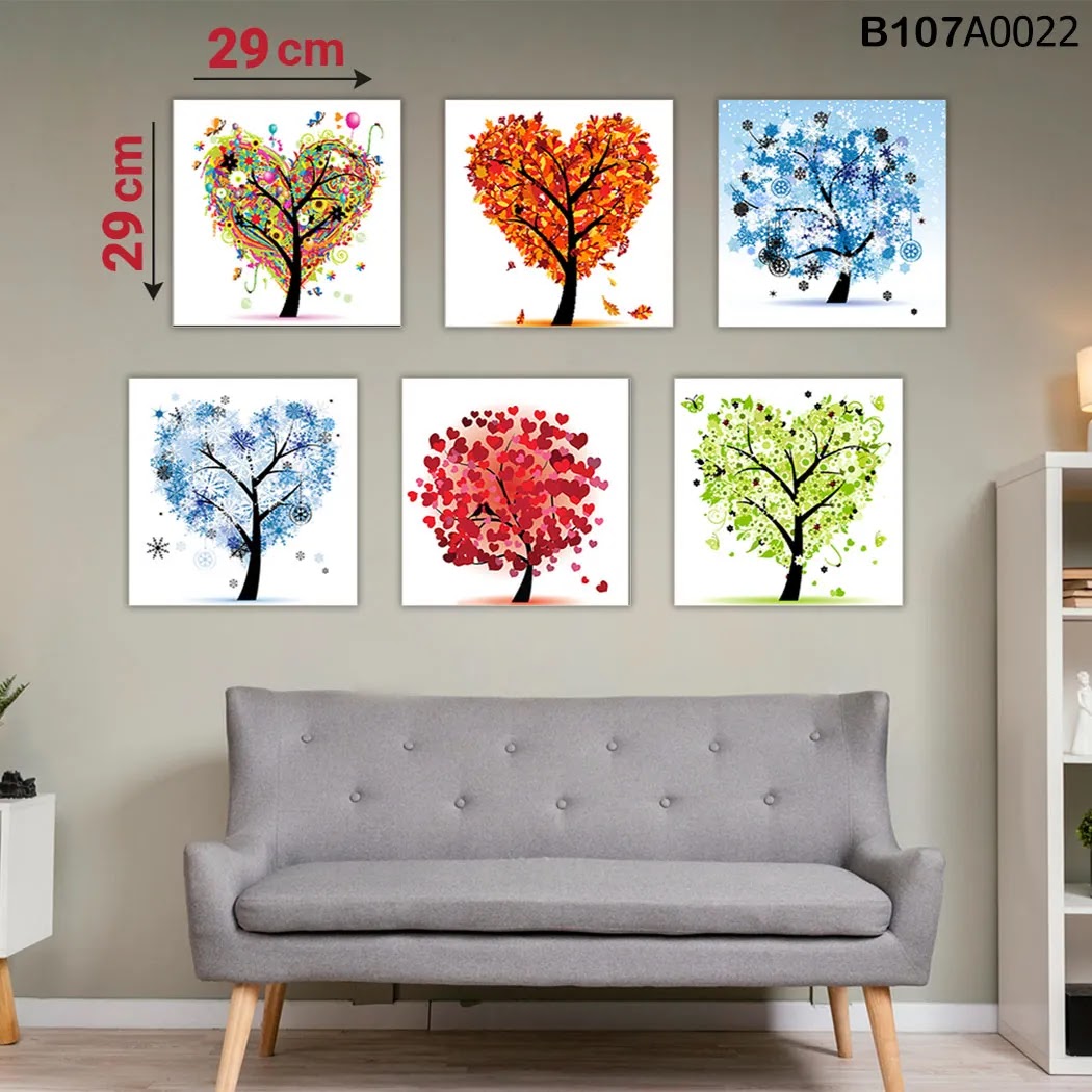 لوحة حائط خشبية مطبوعة – طقم 6 قطع