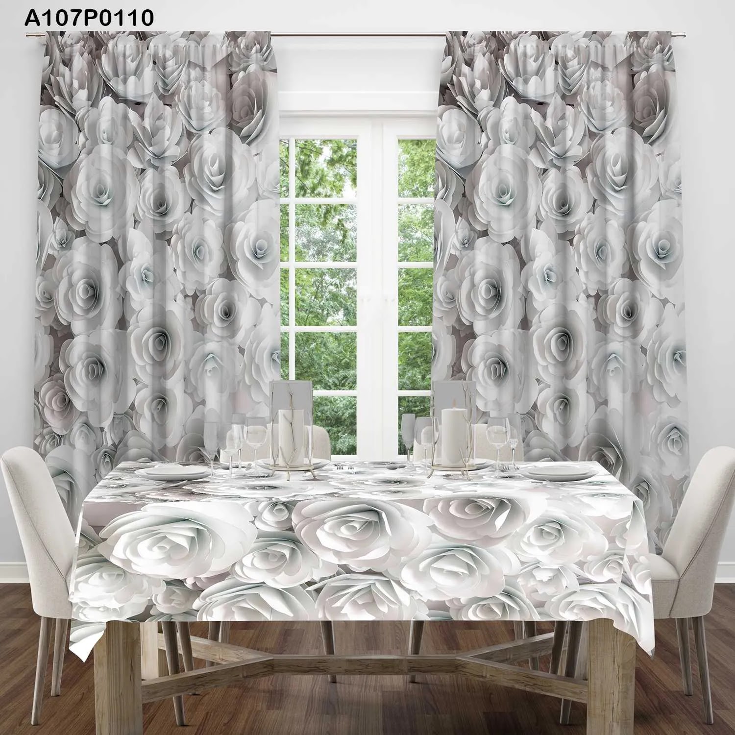 ستائر ووجه طاولة مطبوع