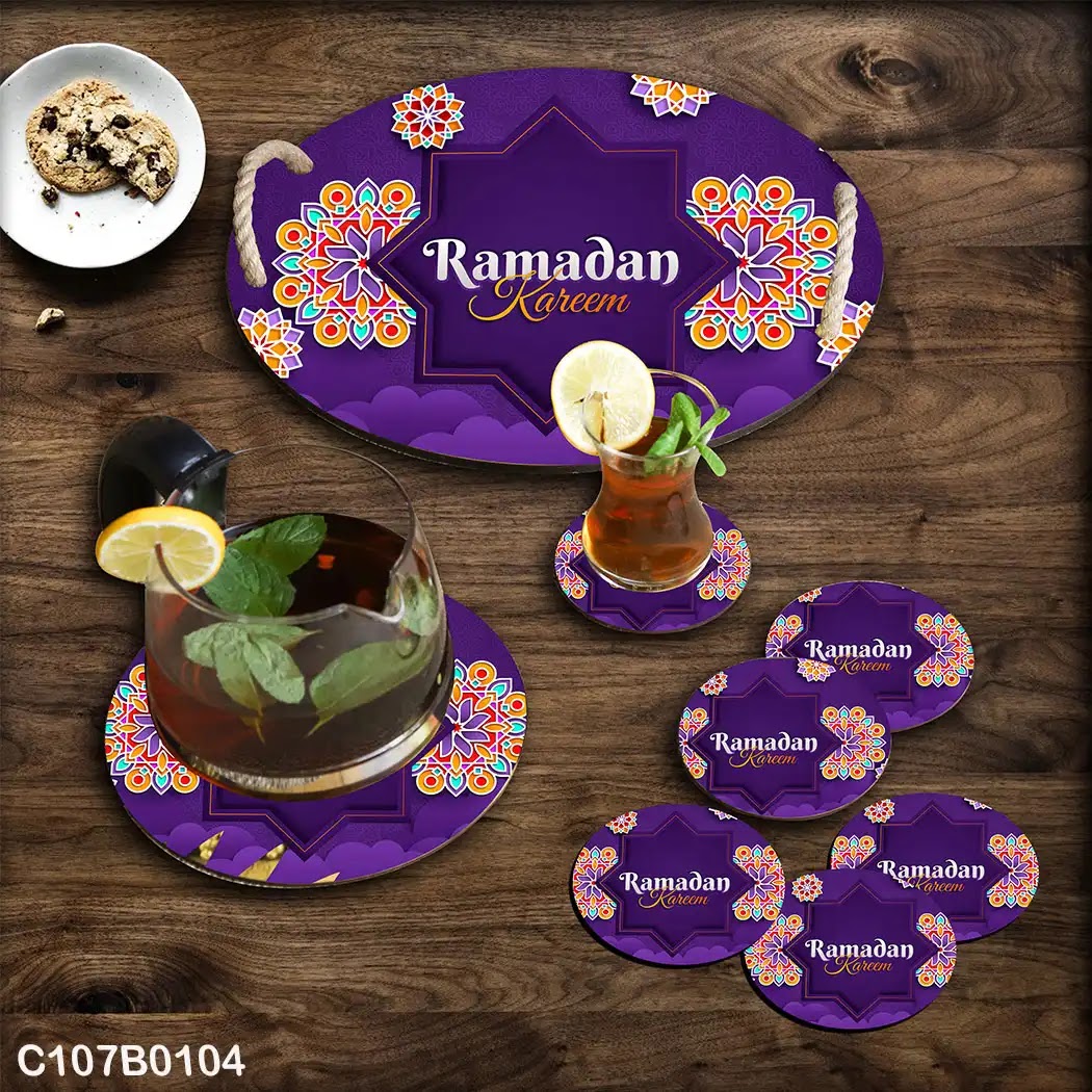 Violet  Ramadan circular tray set