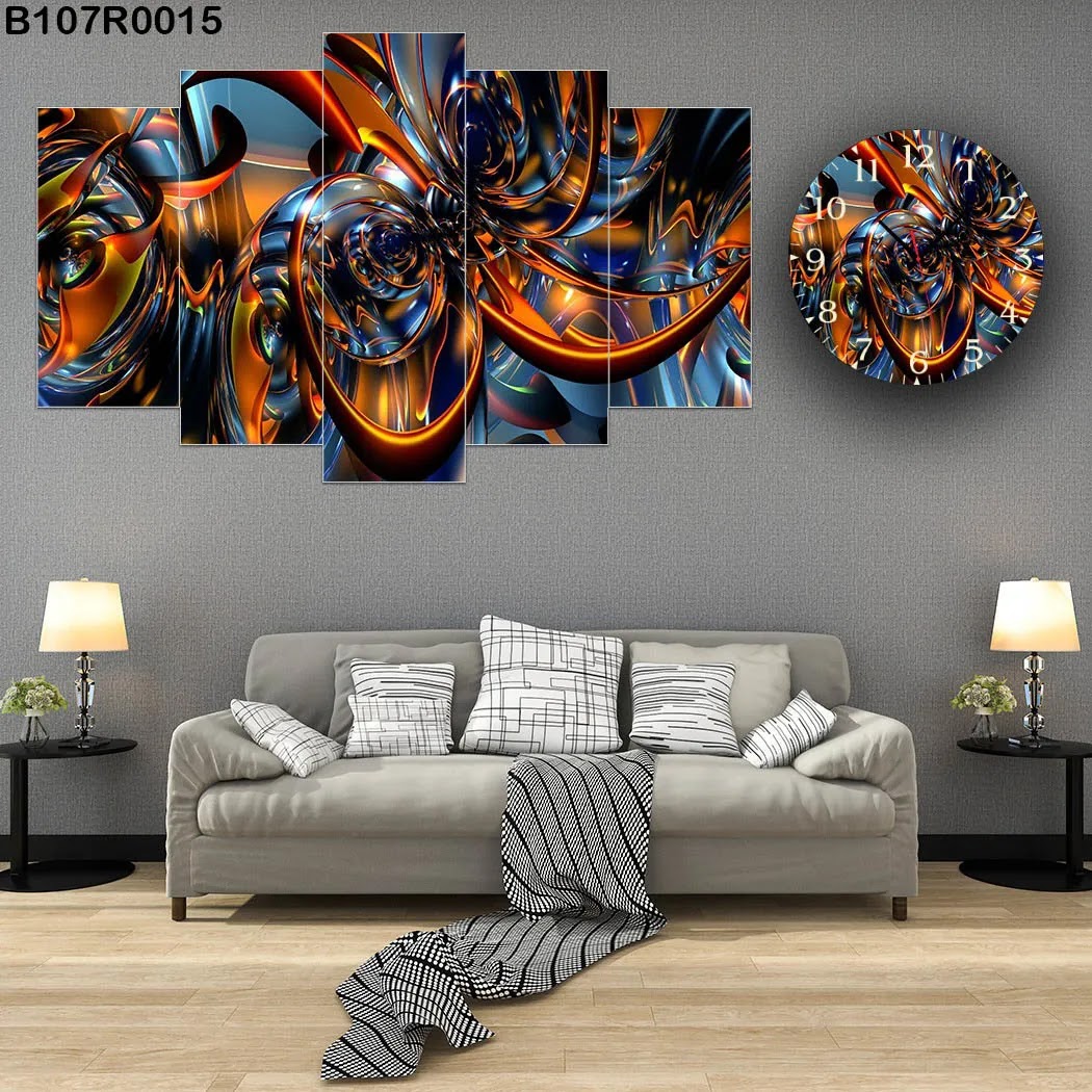 A clock and Large picture with fiery color