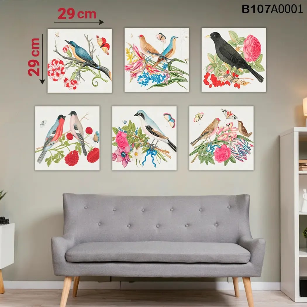 لوحة حائط خشبية مطبوعة – طقم 6 قطع