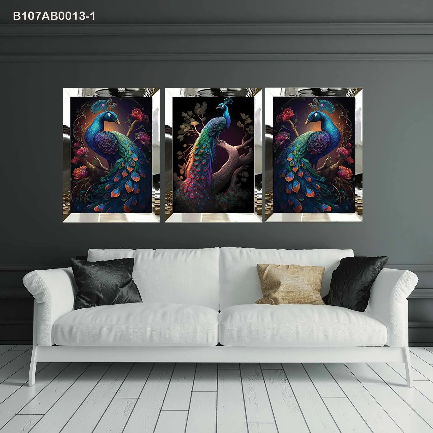 لوحات جدارية ثلاث قطع مع إطار بلكسي عاكس