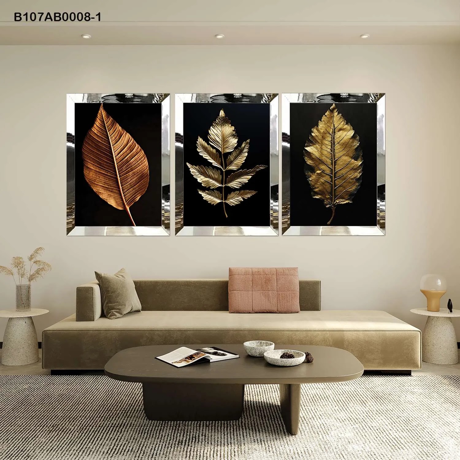 لوحات جدارية ثلاث قطع مع إطار بلكسي عاكس