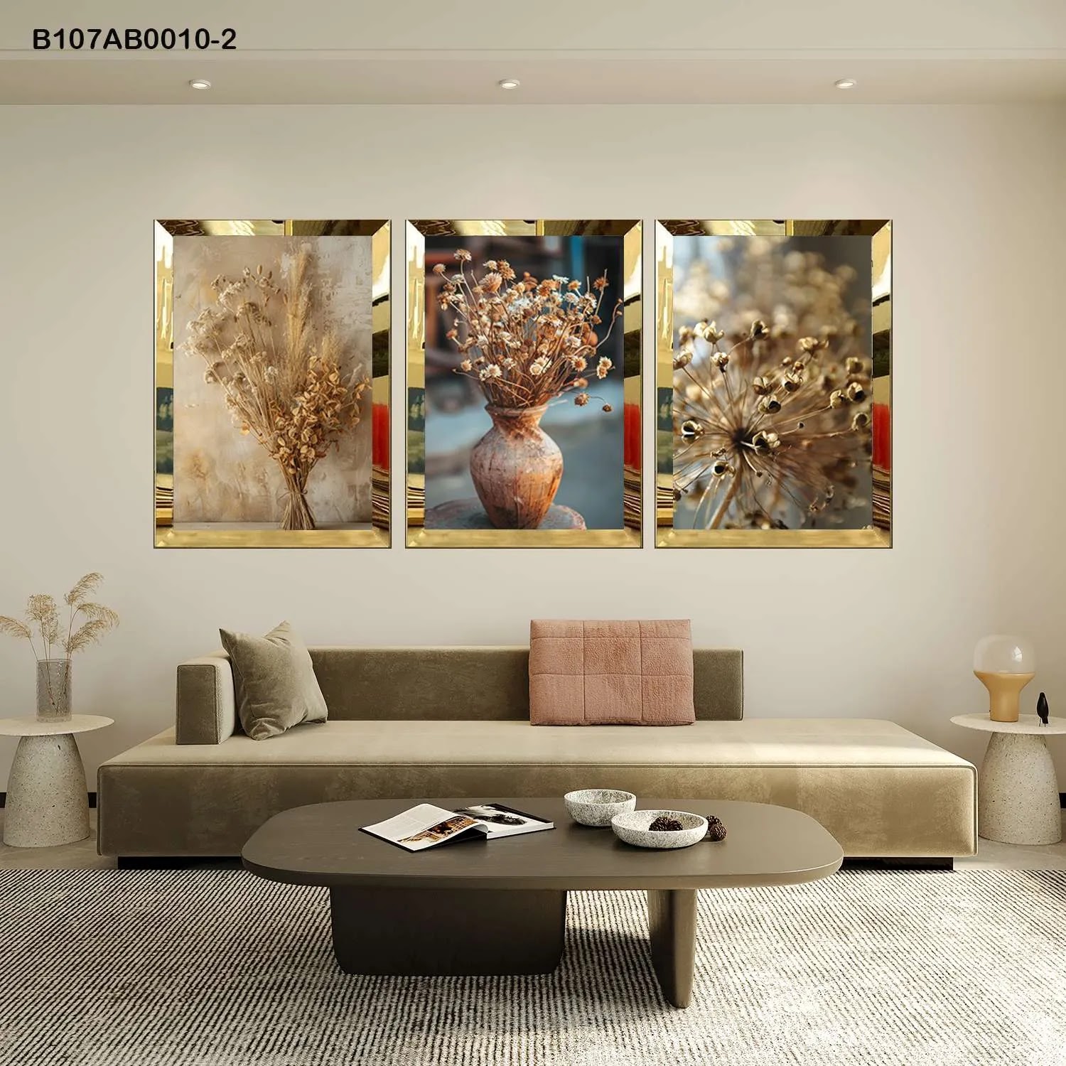 لوحات جدارية ثلاث قطع مع إطار بلكسي عاكس