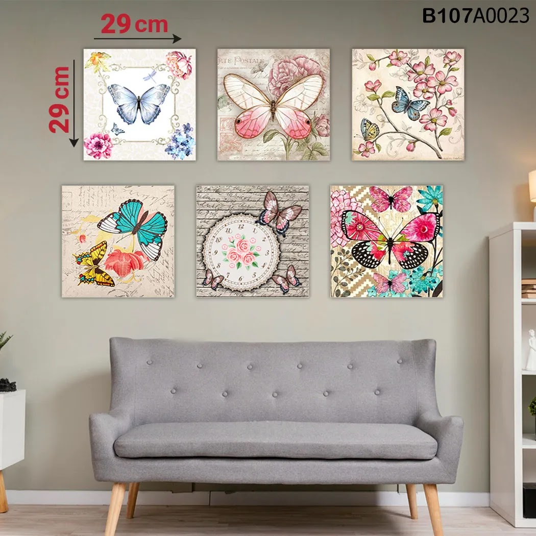 لوحة حائط خشبية مطبوعة – طقم 6 قطع