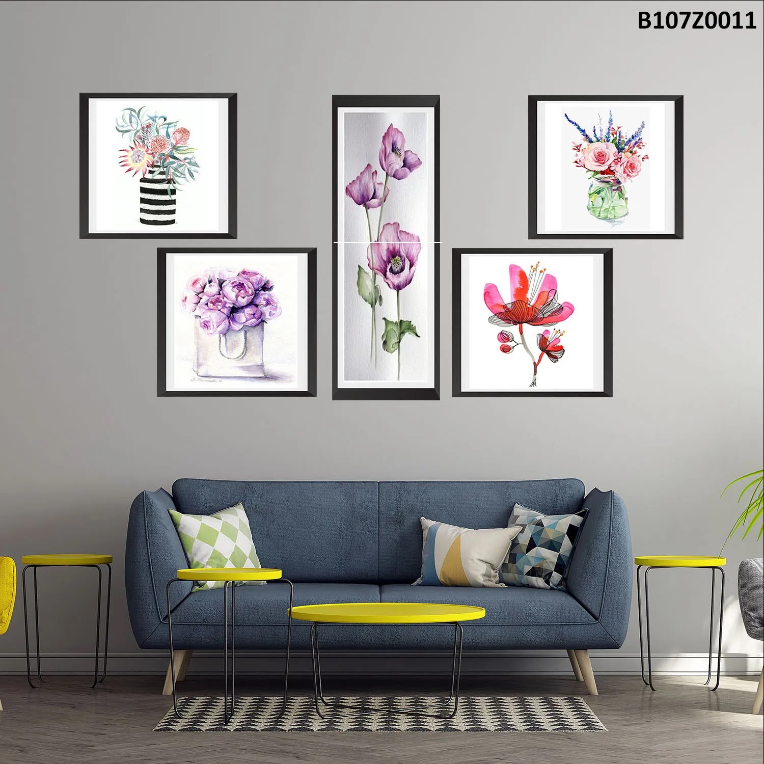 لوحة حائط خشبية تعليق مطبوعة – طقم 6 قطع