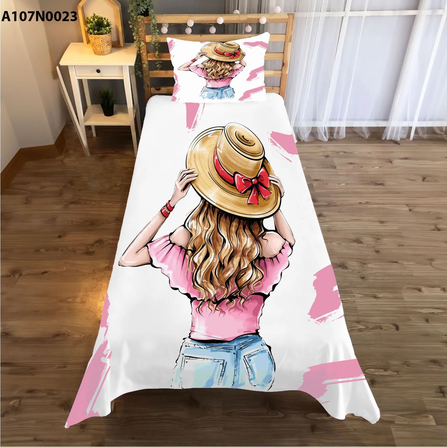 وجه سرير مع وجه مخدة طباعة