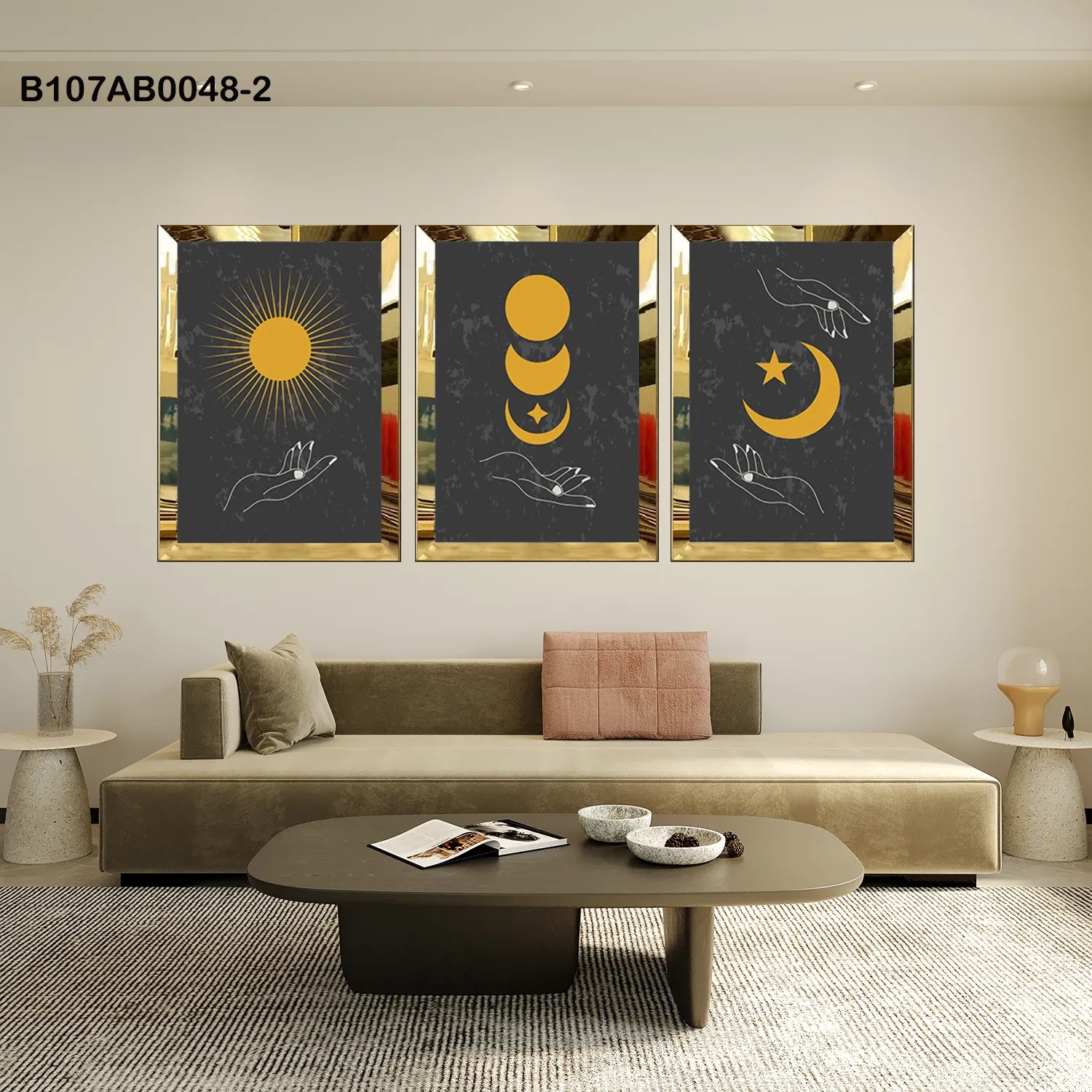 لوحات جدارية ثلاث قطع مع إطار بلكسي عاكس