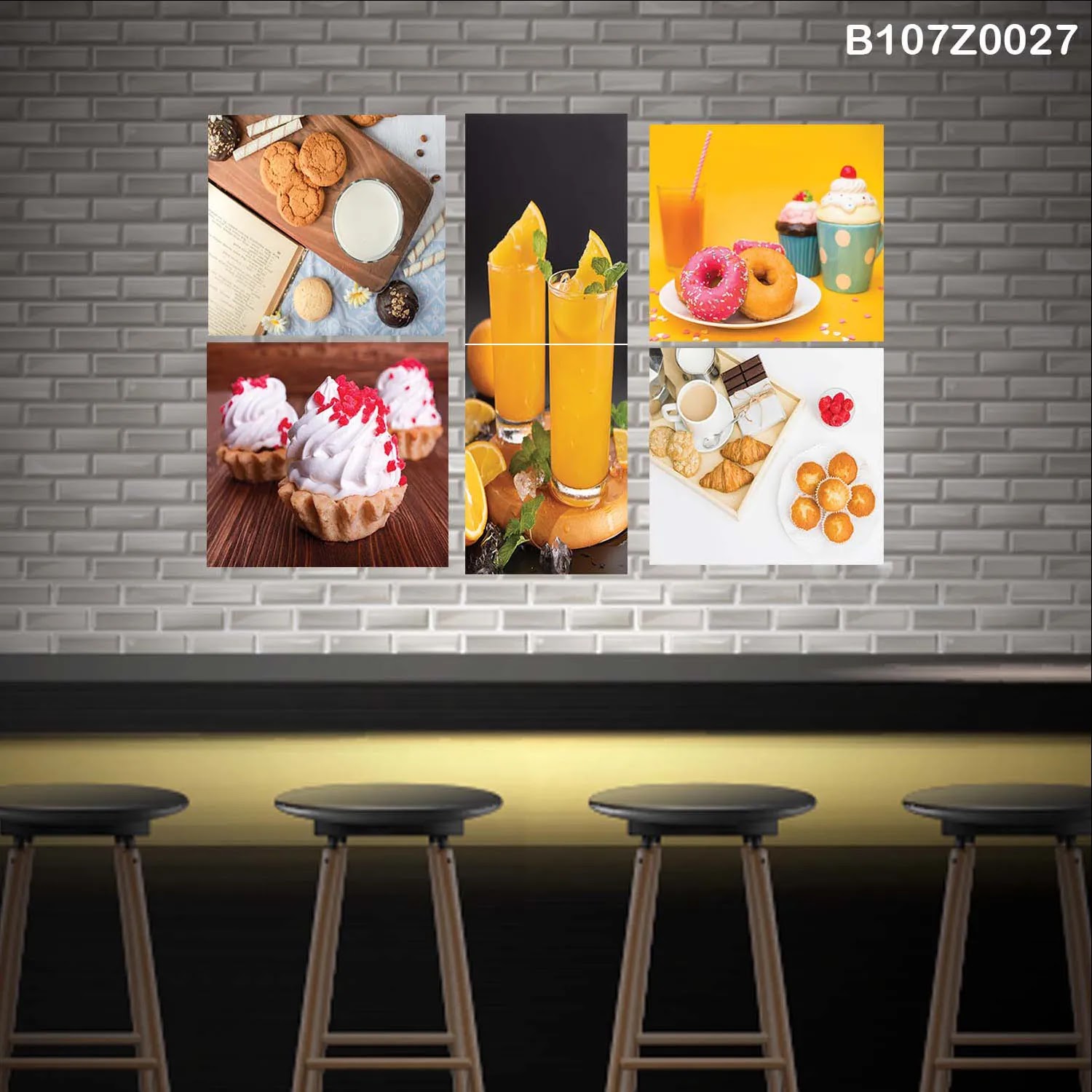 لوحة حائط خشبية تعليق مطبوعة – طقم 6 قطع