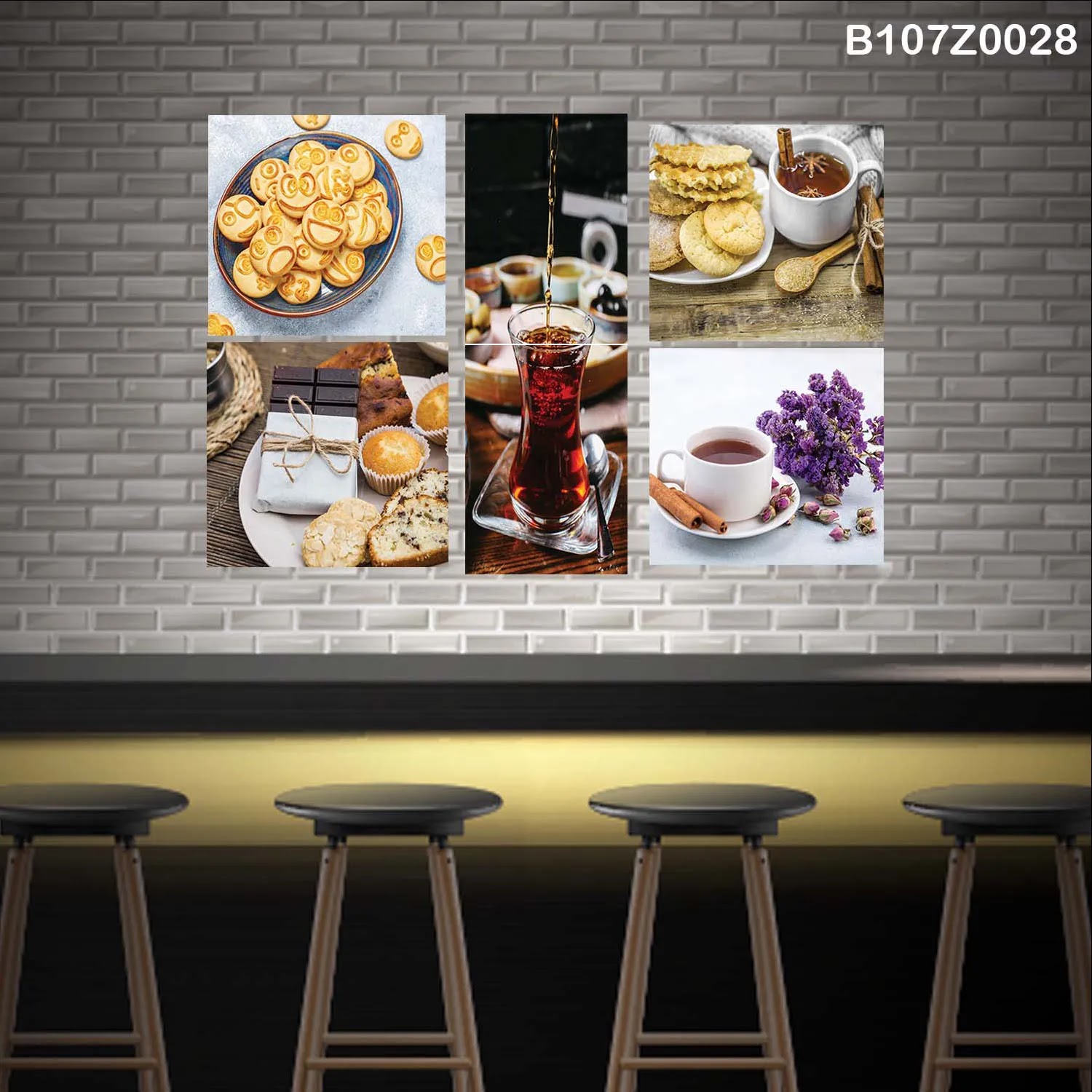 لوحة حائط خشبية تعليق مطبوعة – طقم 6 قطع