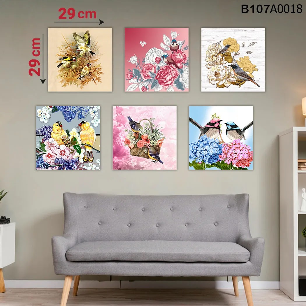 لوحة حائط خشبية مطبوعة – طقم 6 قطع