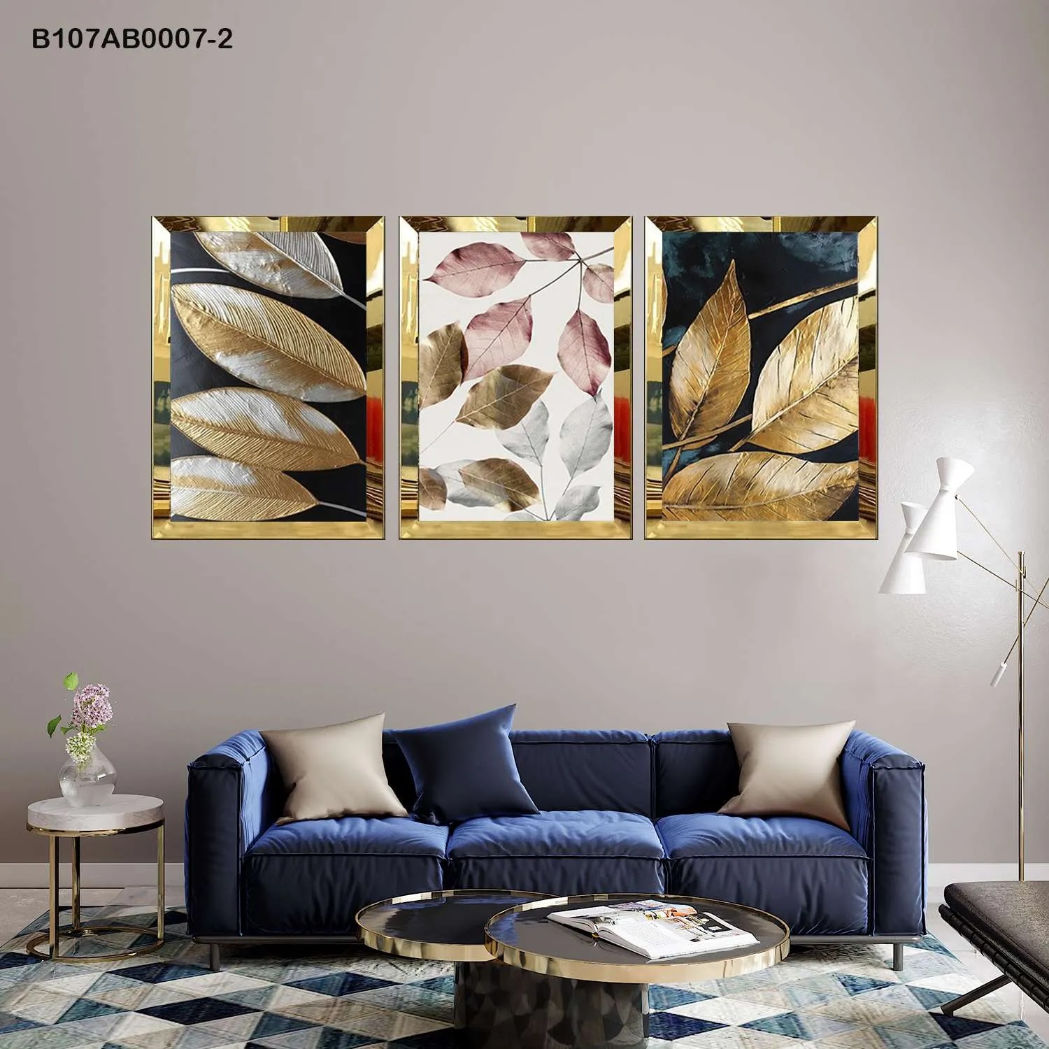 لوحات جدارية ثلاث قطع مع إطار بلكسي عاكس