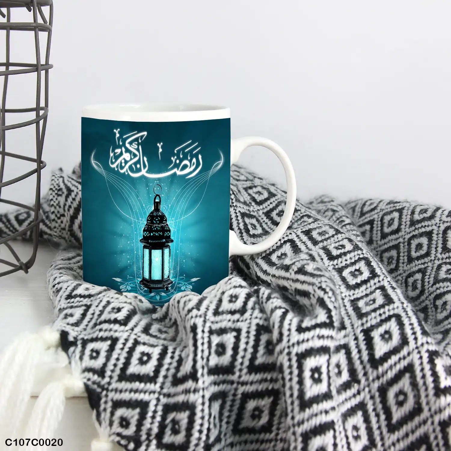 Light blue printed mug (cup) for Ramadan