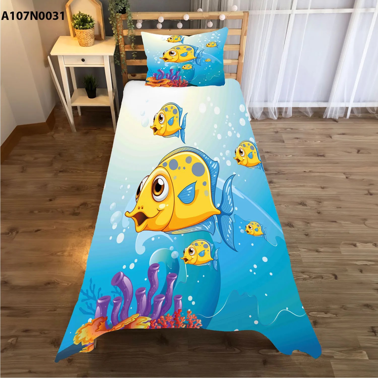 وجه سرير مع وجه مخدة طباعة