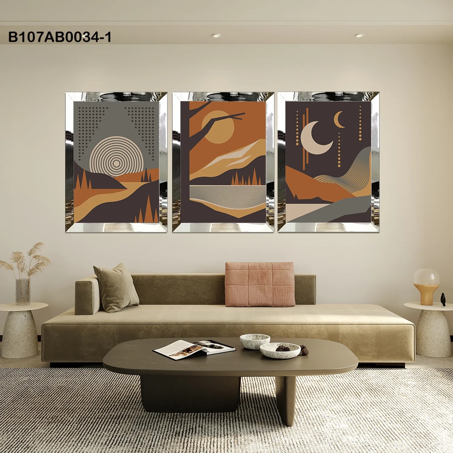 لوحات جدارية ثلاث قطع مع إطار بلكسي عاكس