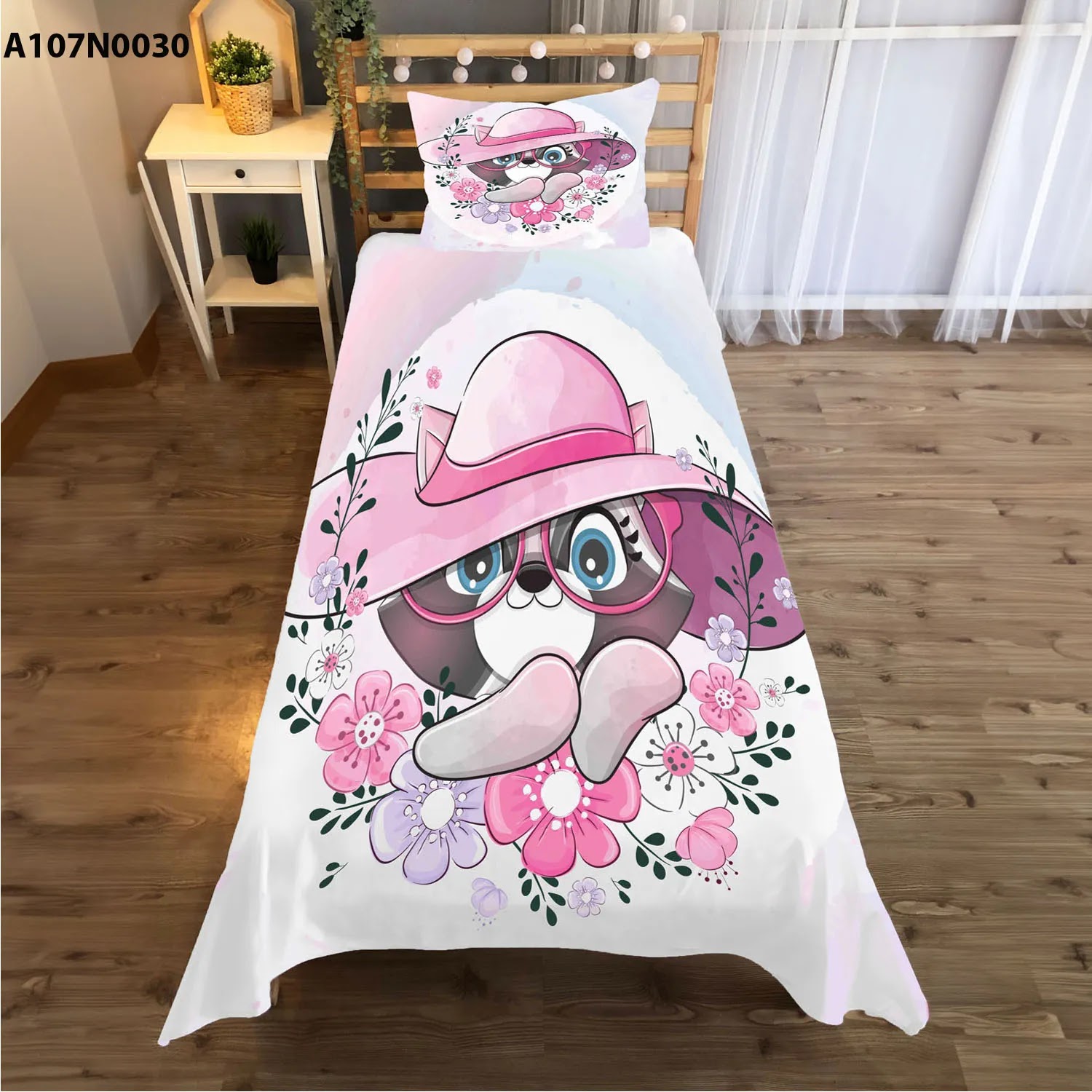 وجه سرير مع وجه مخدة طباعة