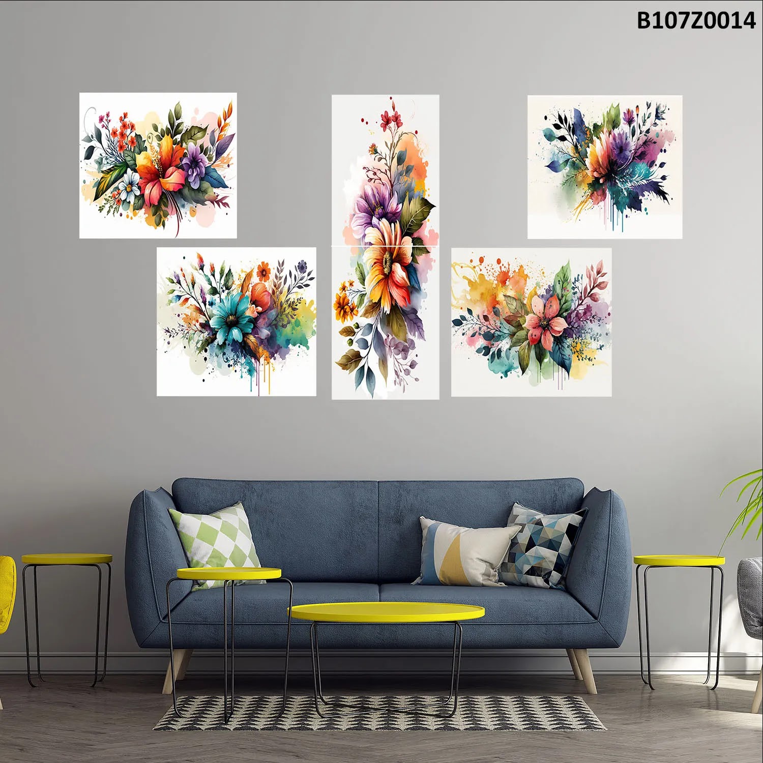 لوحة حائط خشبية تعليق مطبوعة – طقم 6 قطع