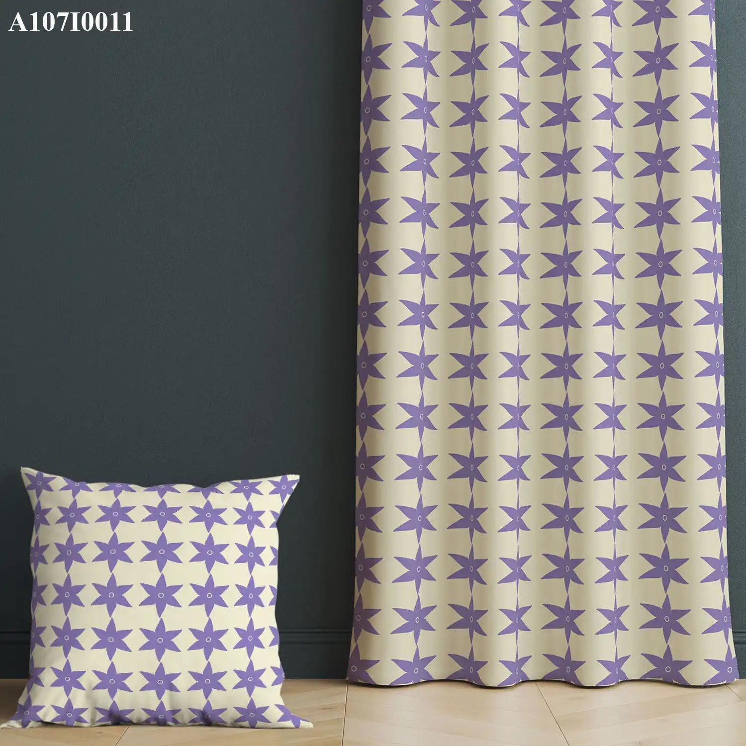 ستائر ووجه مخدة مطبوع