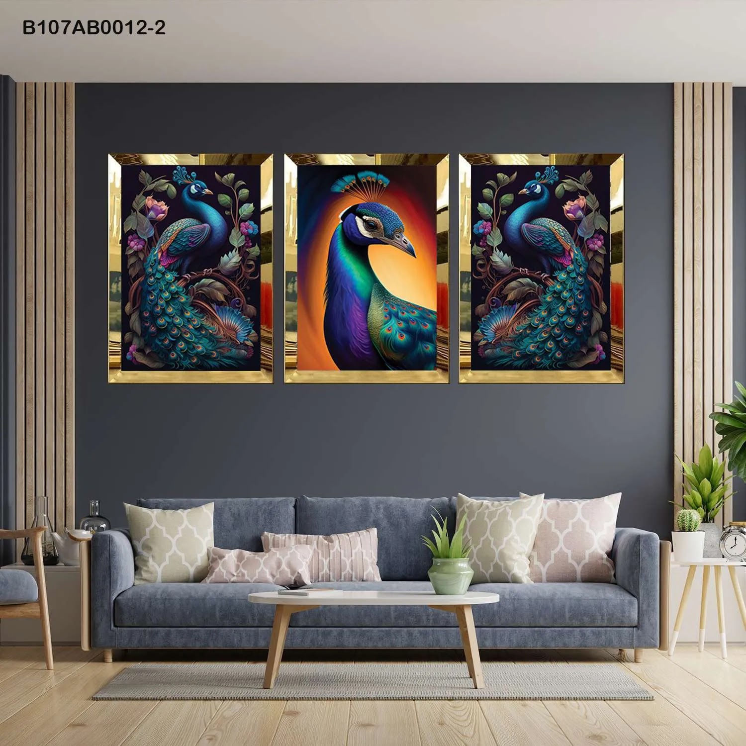 لوحات جدارية ثلاث قطع مع إطار بلكسي عاكس