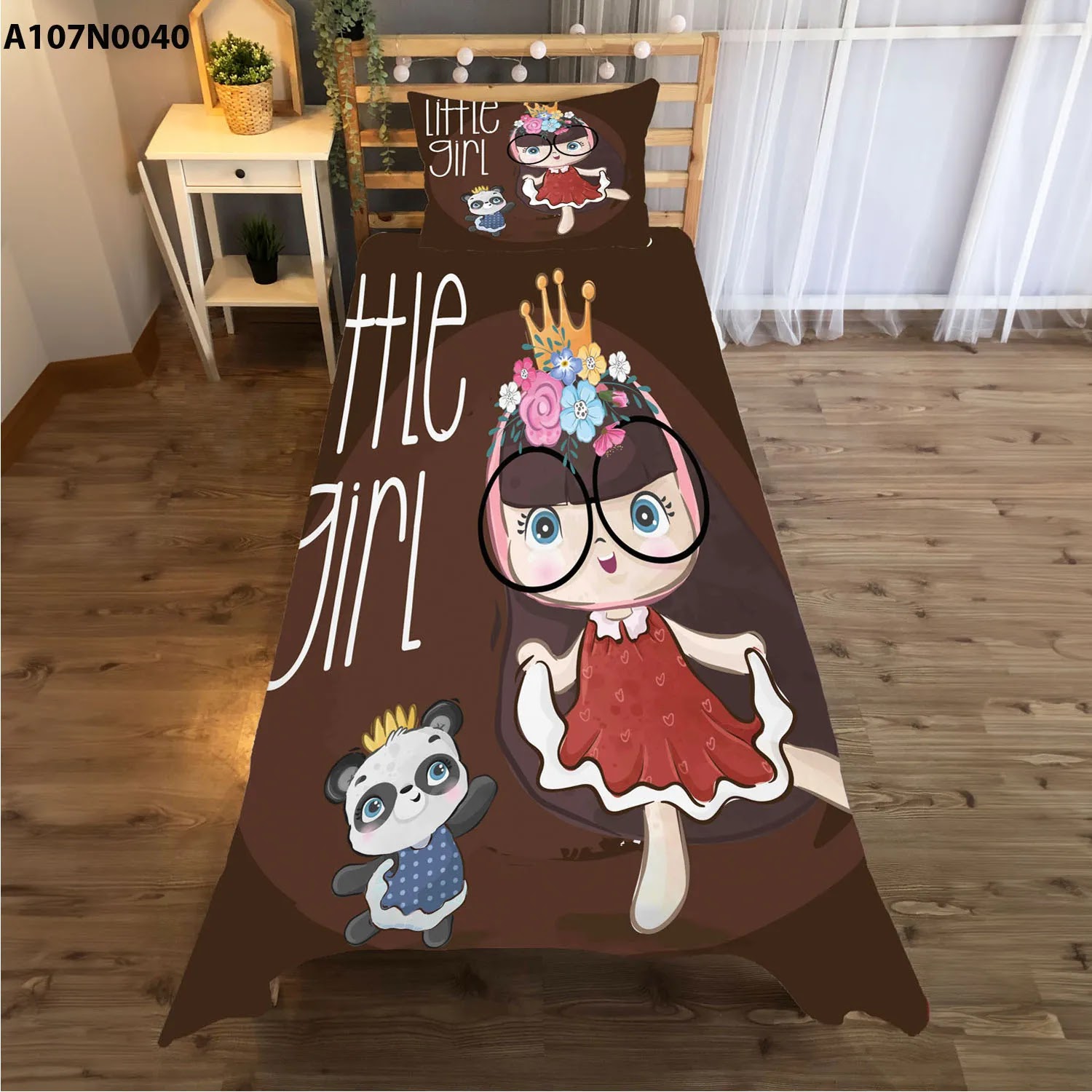 وجه سرير مع وجه مخدة طباعة