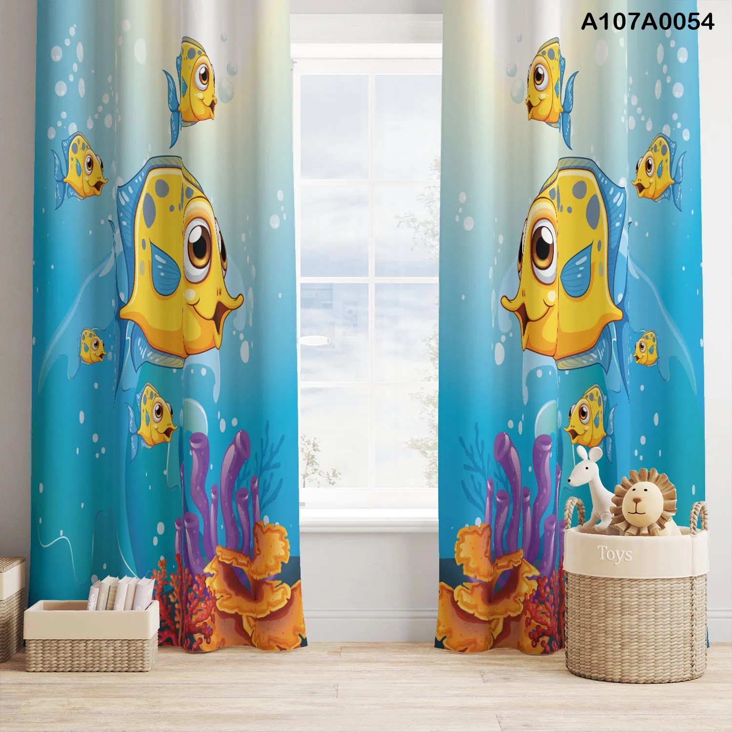 Gold fish and sea curtains for children room