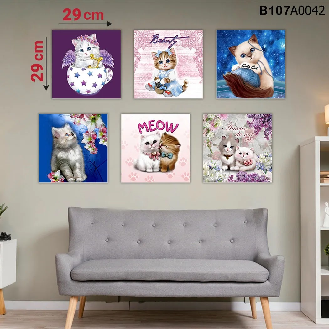 لوحة حائط خشبية مطبوعة – طقم 6 قطع