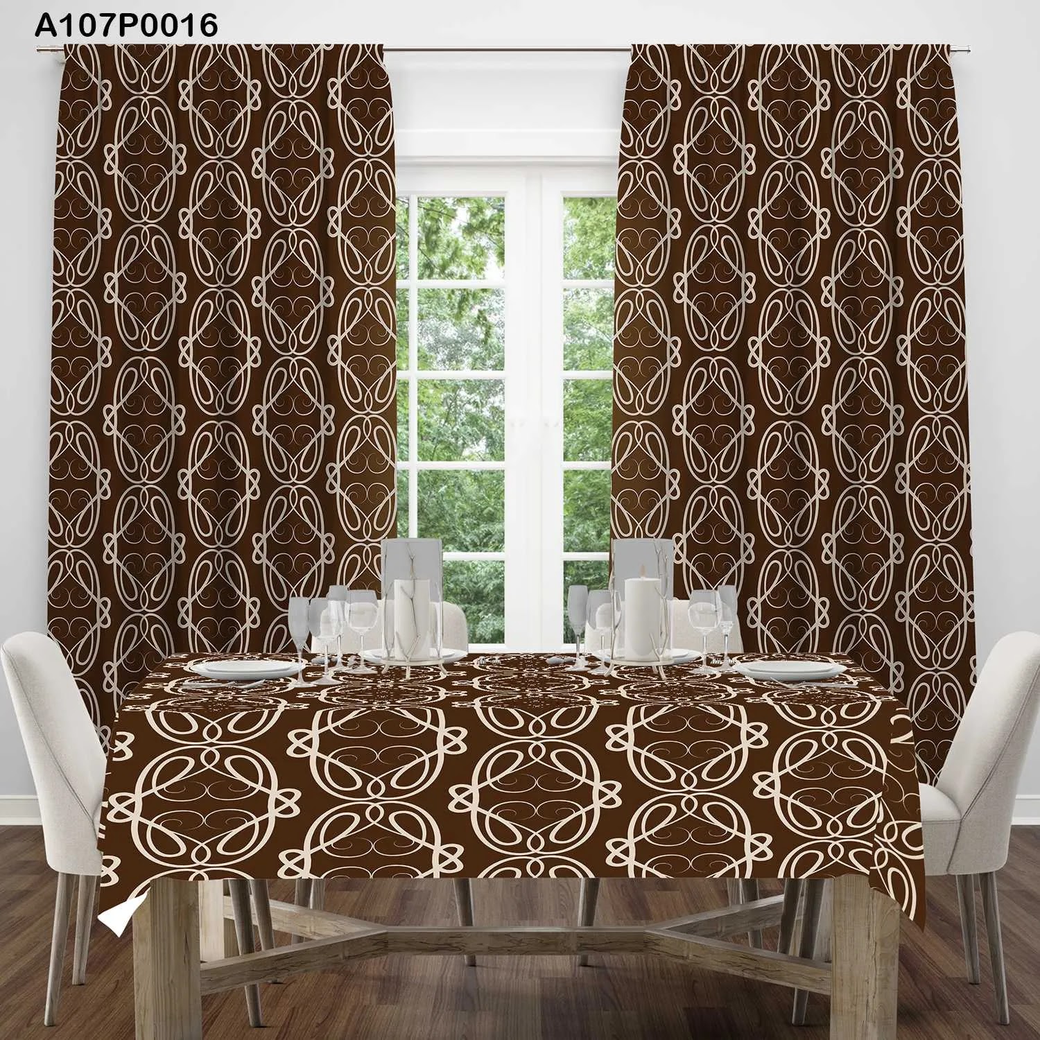 ستائر ووجه طاولة مطبوع