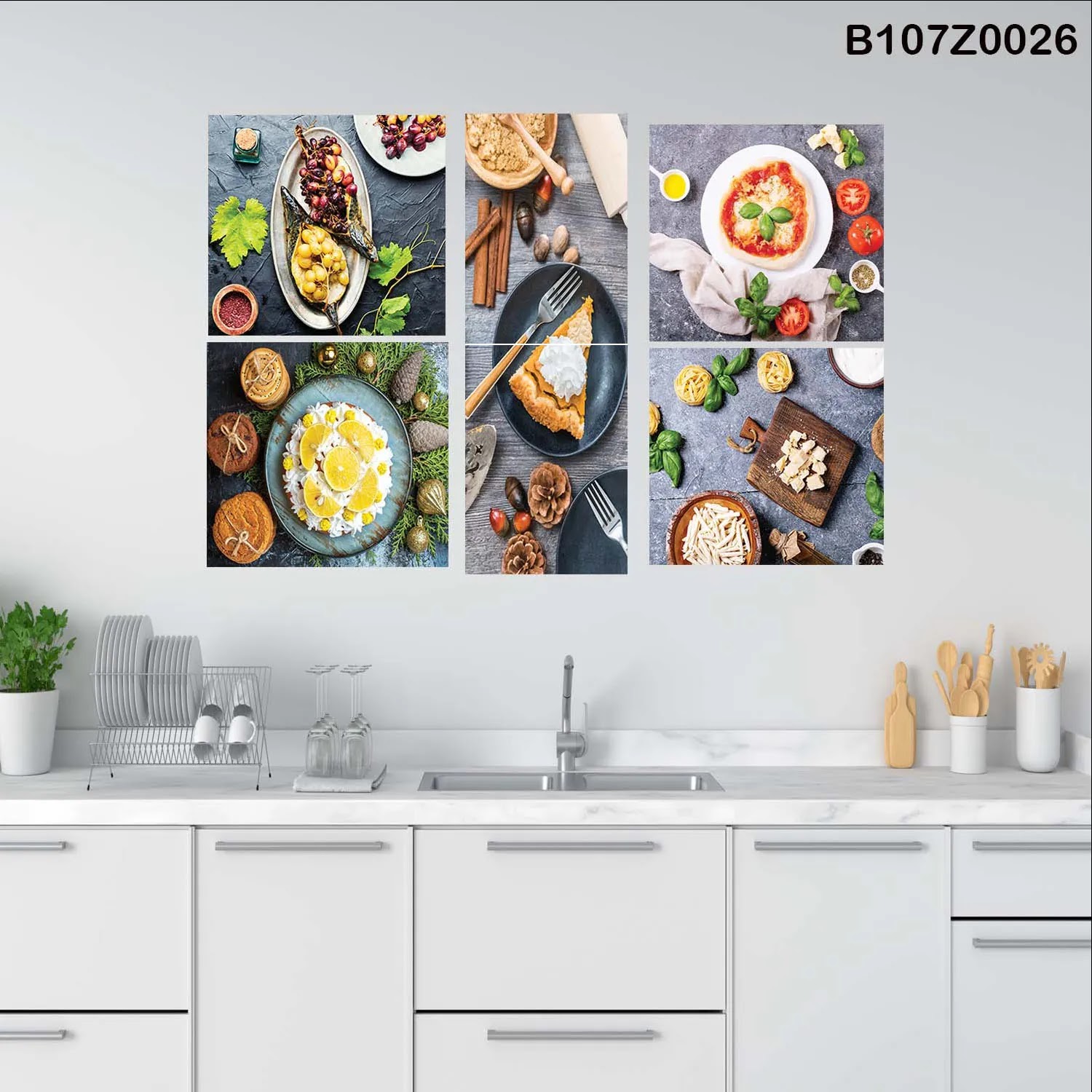 لوحة حائط خشبية تعليق مطبوعة – طقم 6 قطع