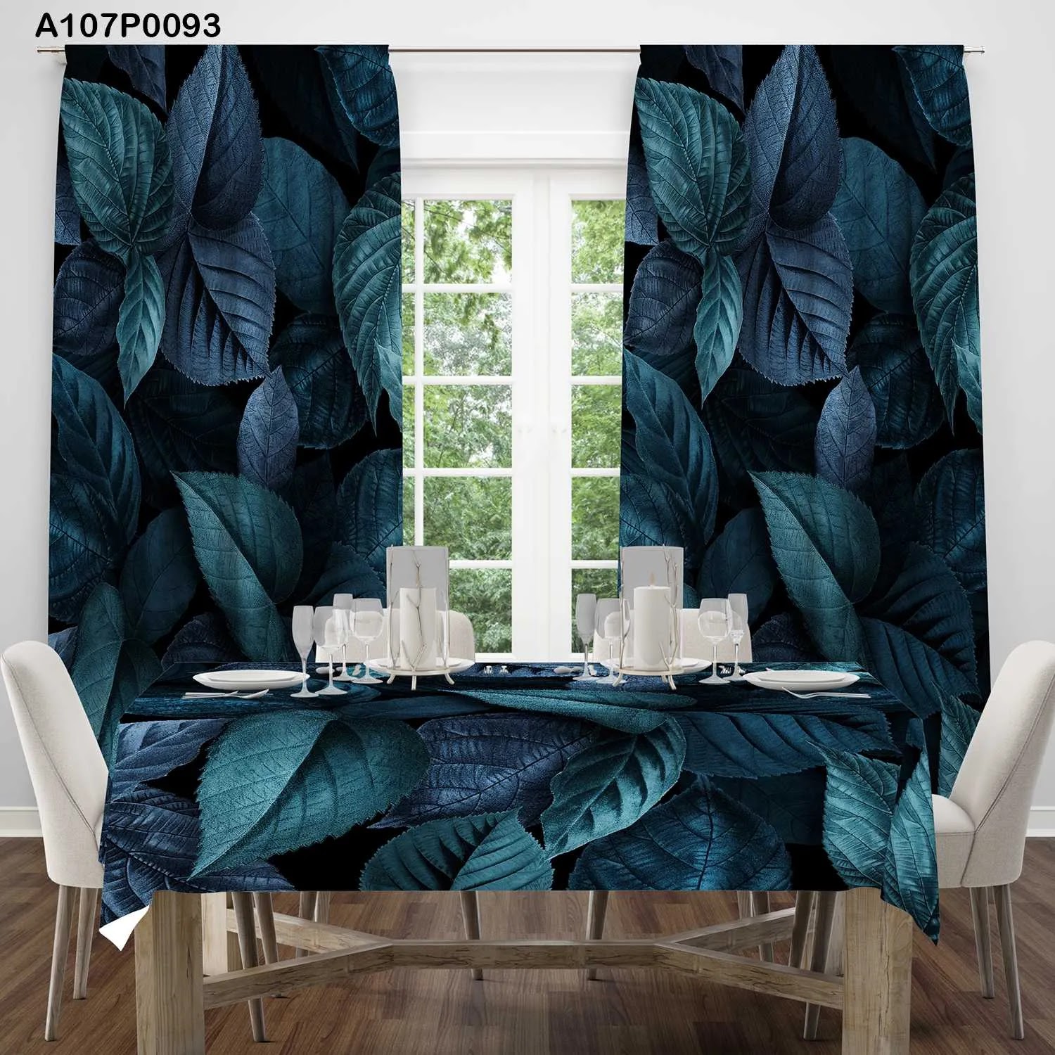 ستائر ووجه طاولة مطبوع