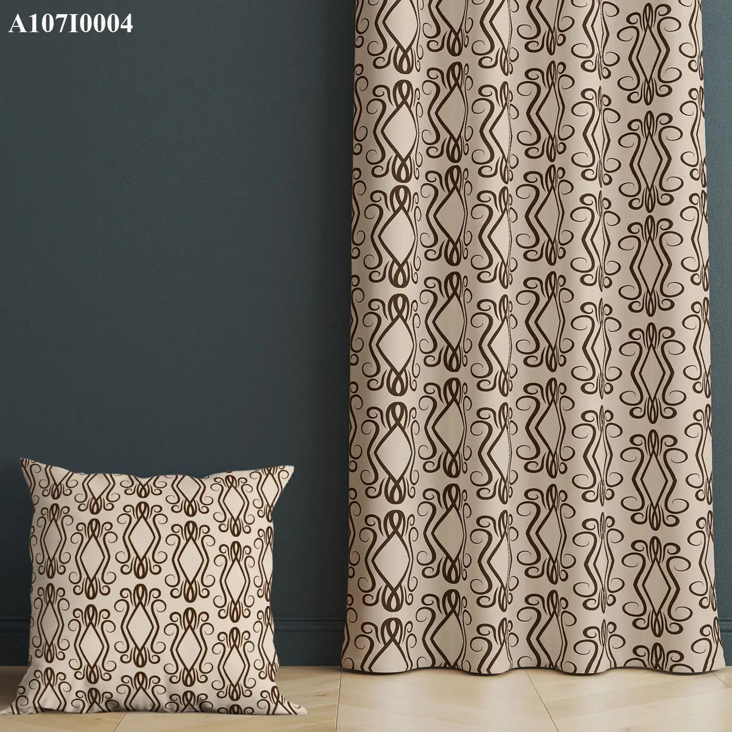 ستائر ووجه مخدة مطبوع