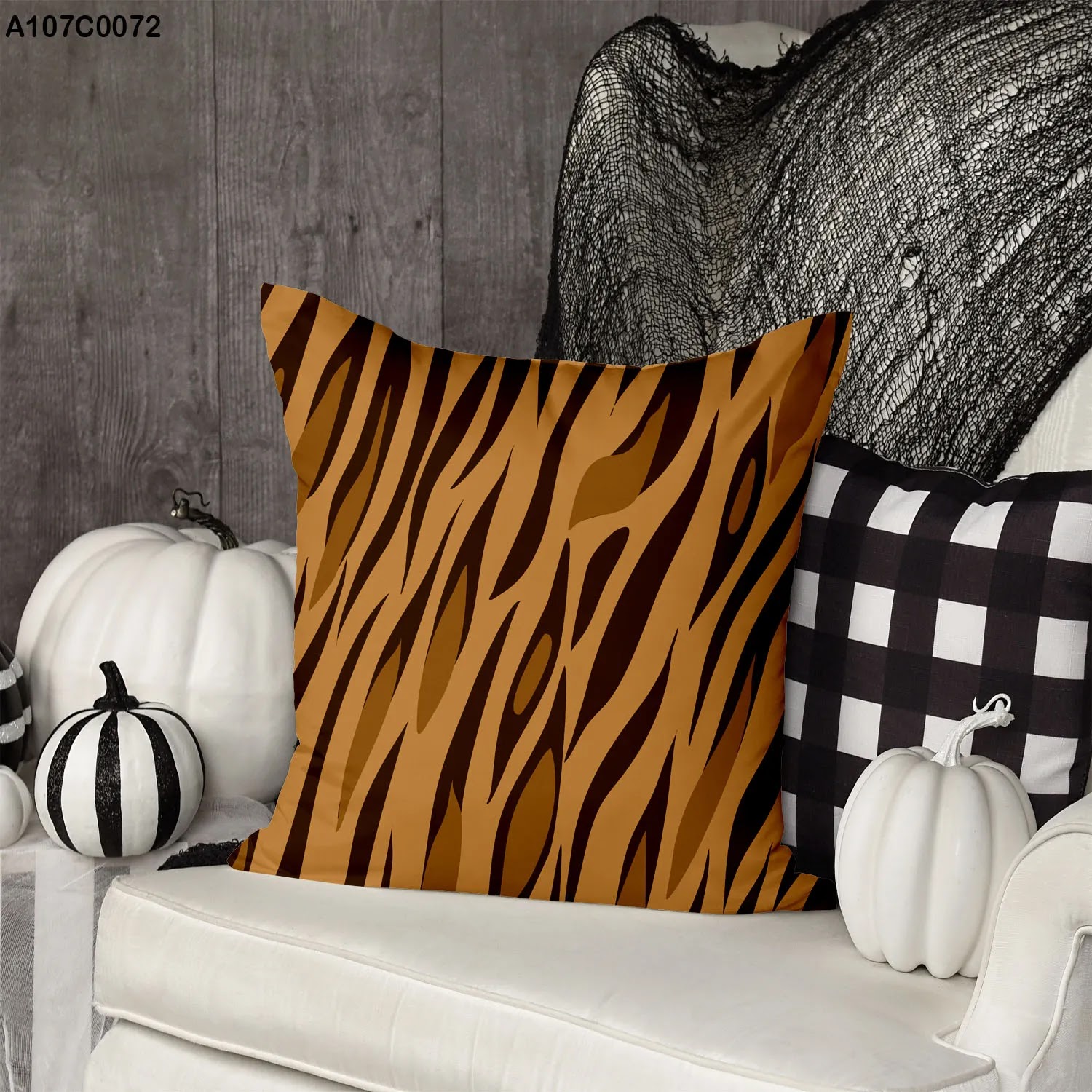 Pillow case with brown tiger skin pattern