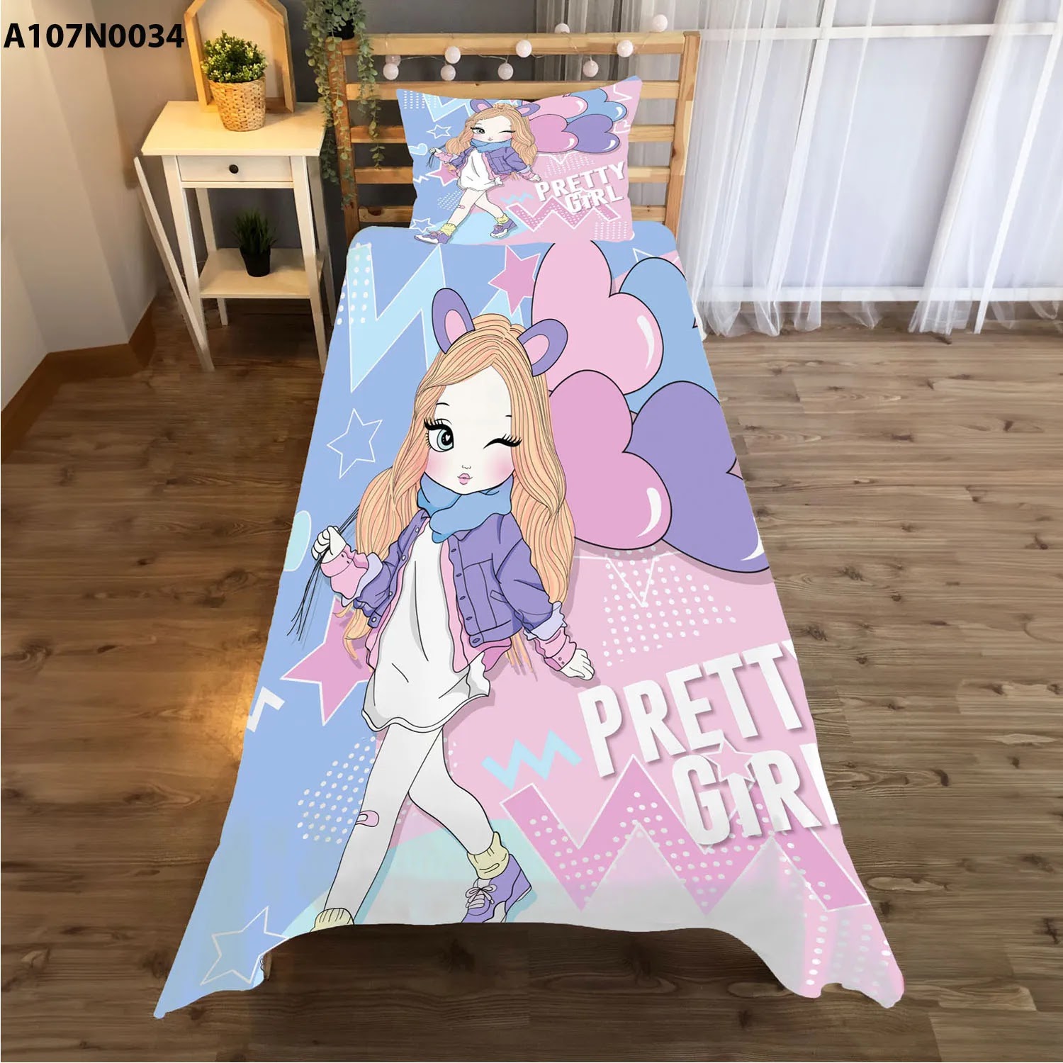 وجه سرير مع وجه مخدة طباعة