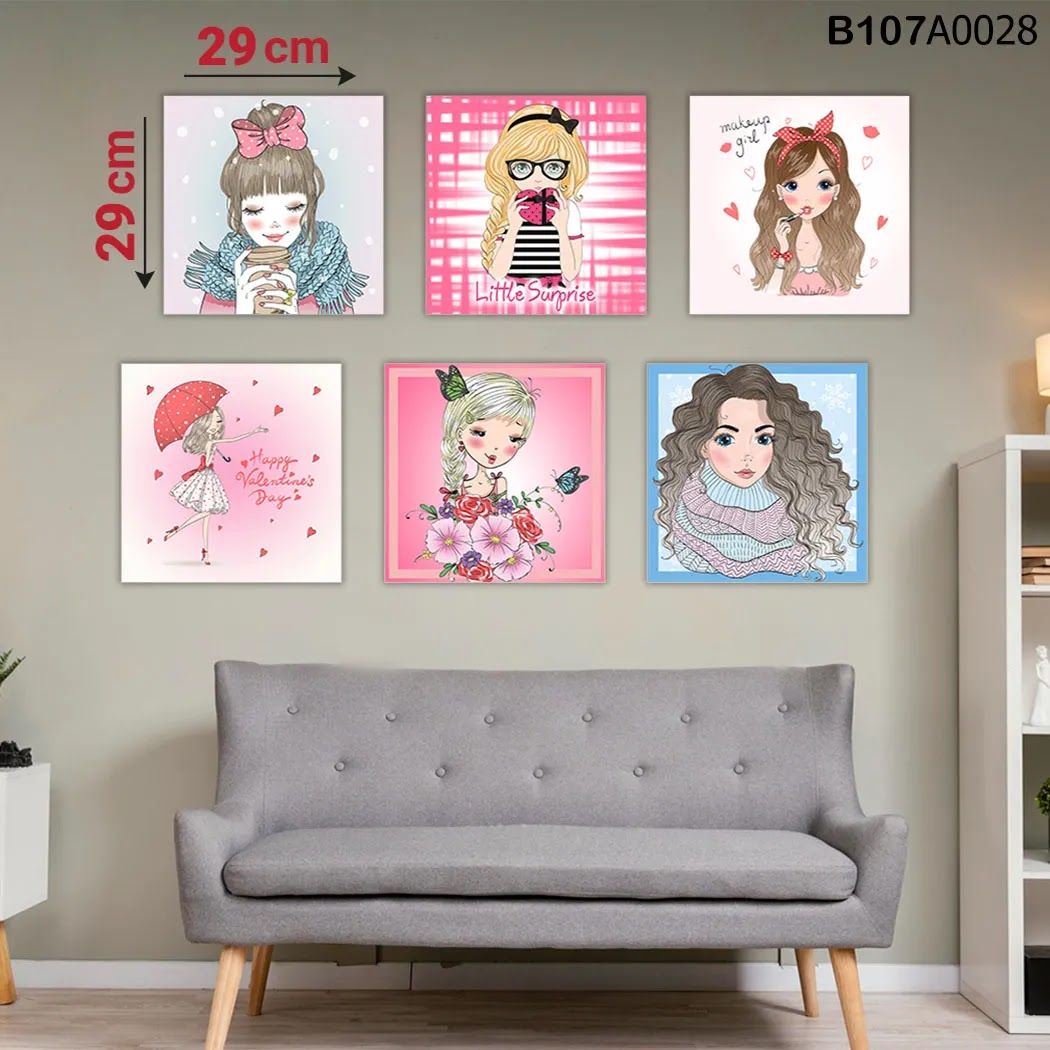 لوحة حائط خشبية مطبوعة – طقم 6 قطع