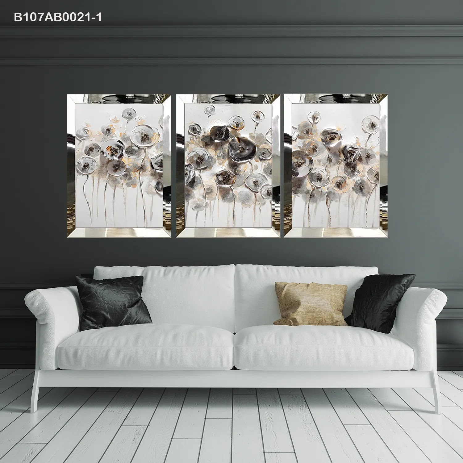 لوحات جدارية ثلاث قطع مع إطار بلكسي عاكس