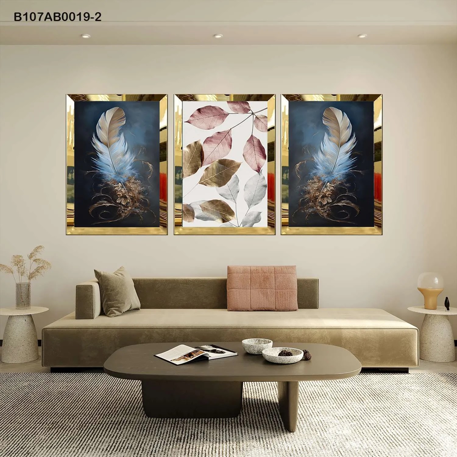 لوحات جدارية ثلاث قطع مع إطار بلكسي عاكس